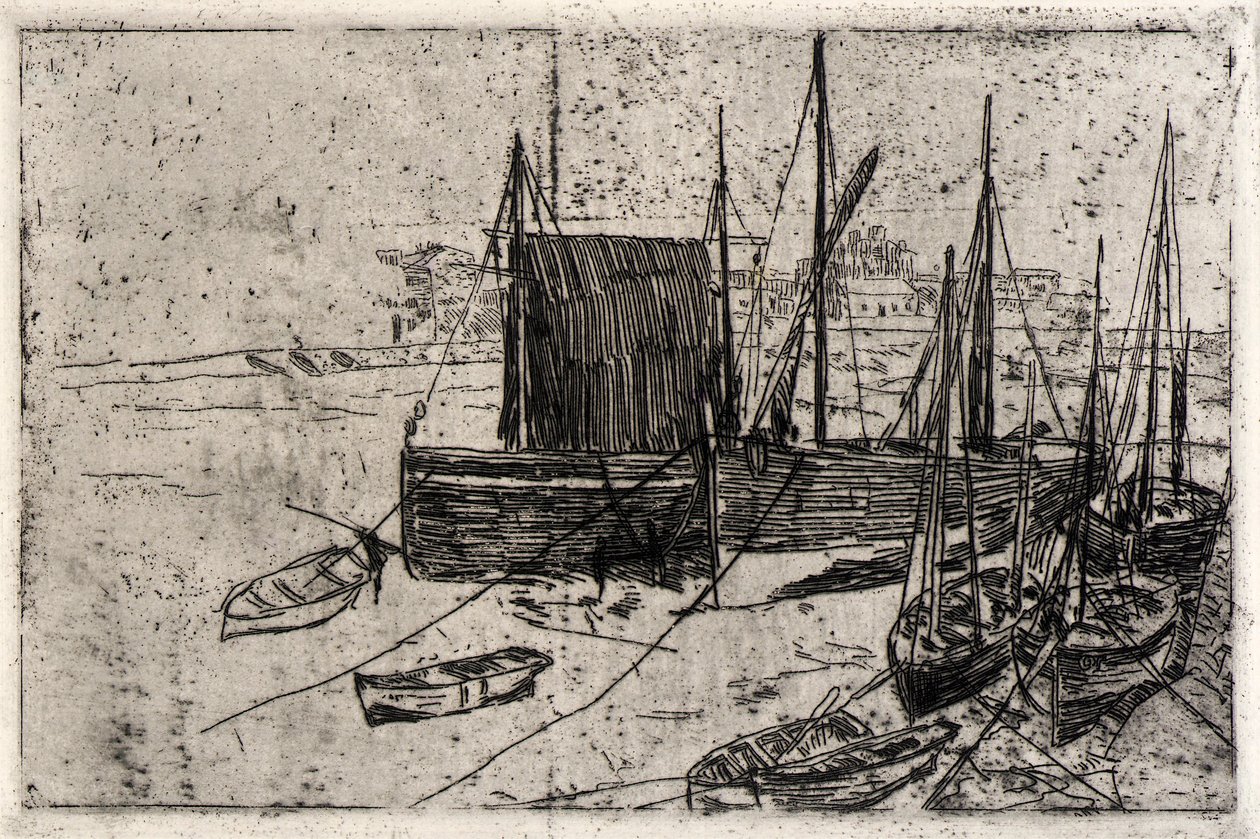 Boten bij Port Erin - Eiland Man door J. Alden Weir