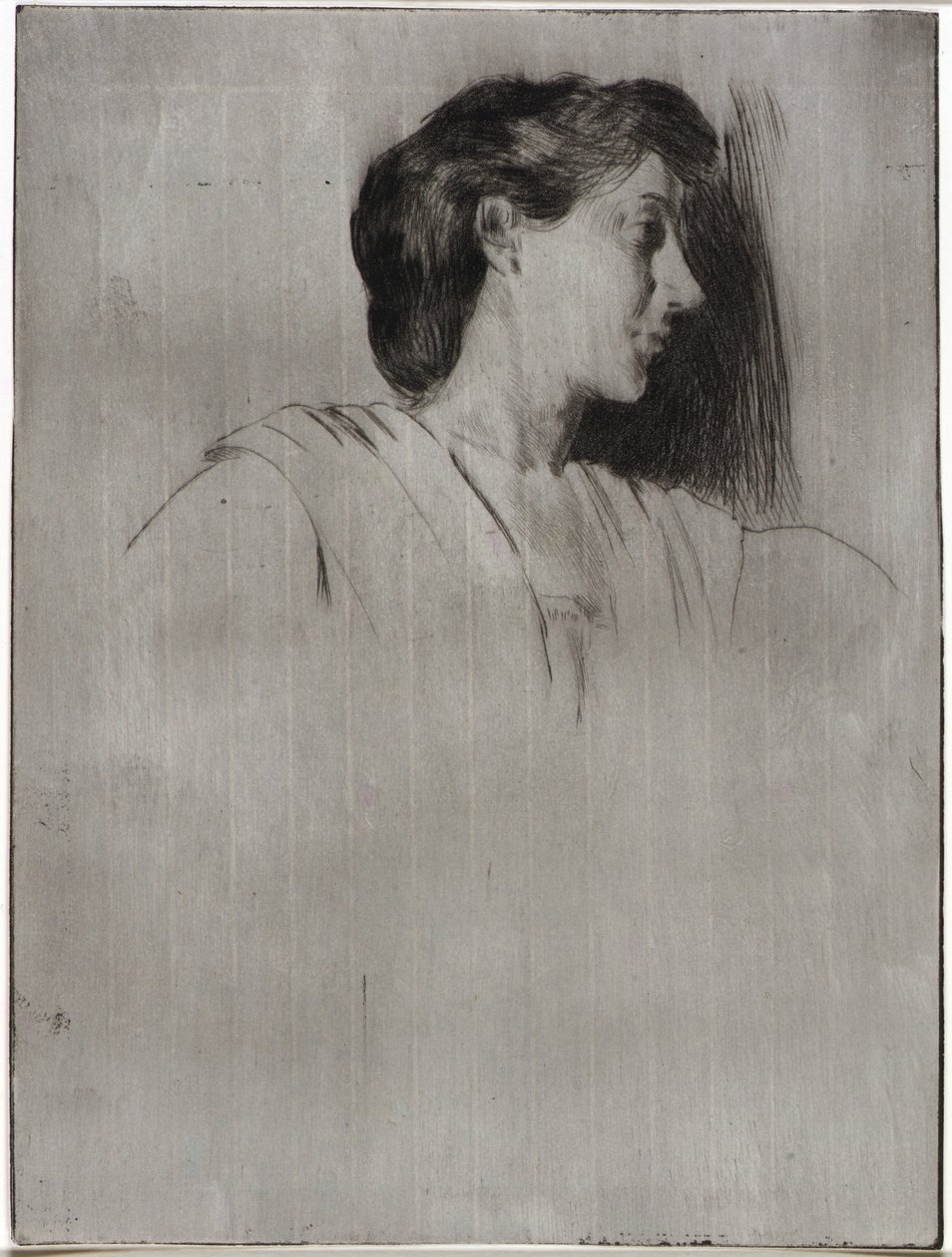 Studie van een vrouwenhoofd in profiel door J. Alden Weir