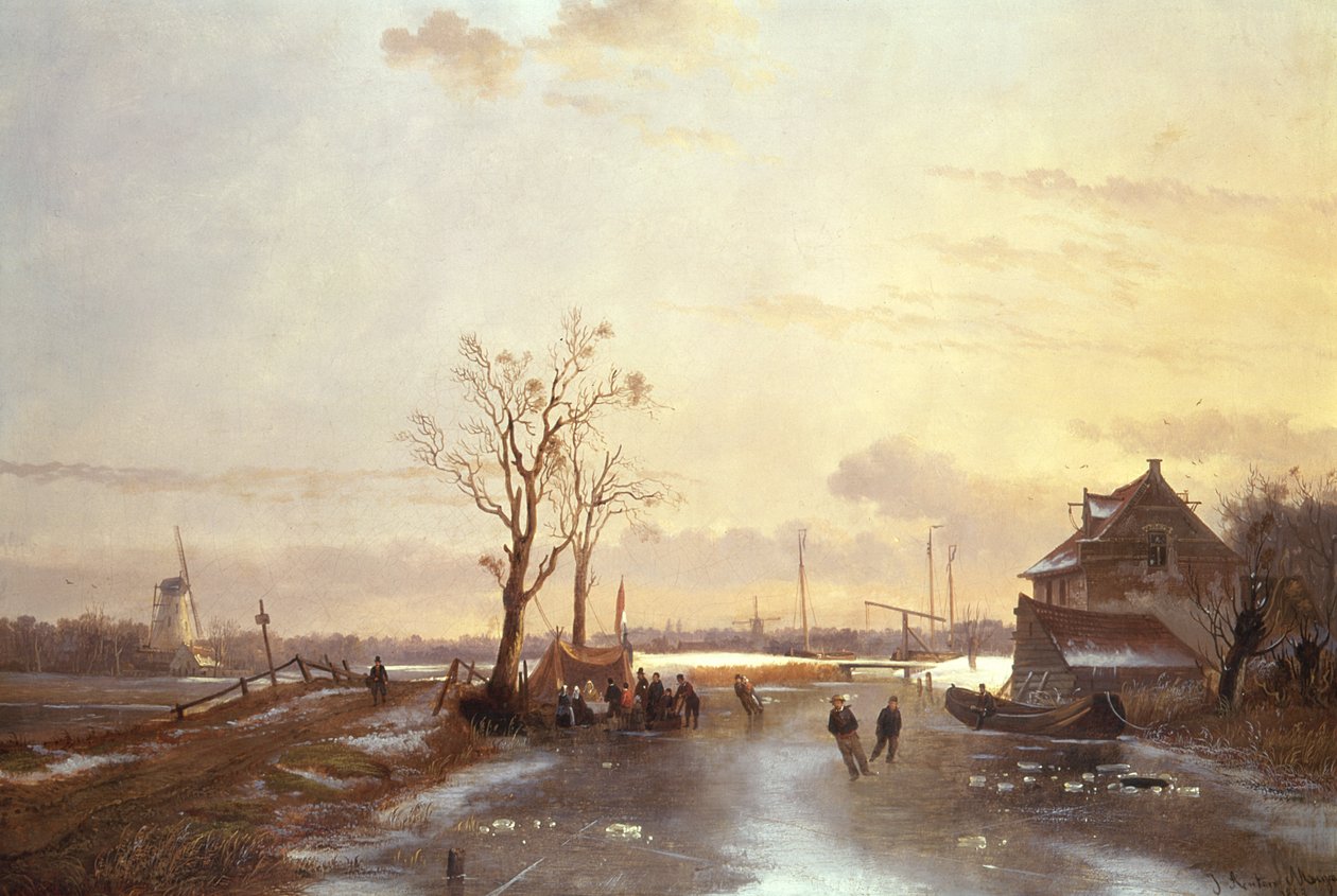 Winterscène, 1853 door J. Anton Mignon