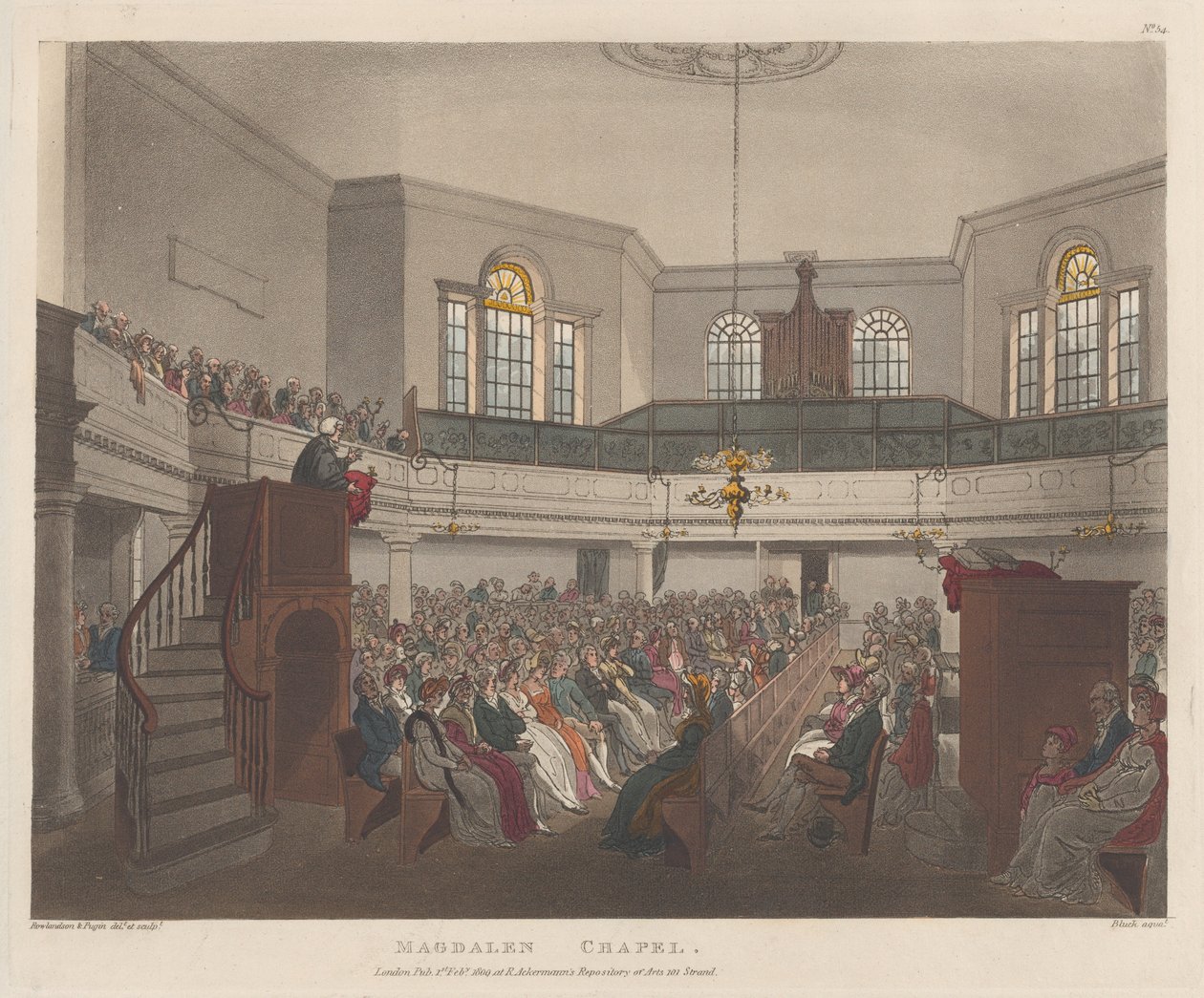 Magdalen Kapel, 1 februari 1809 door J. Bluck