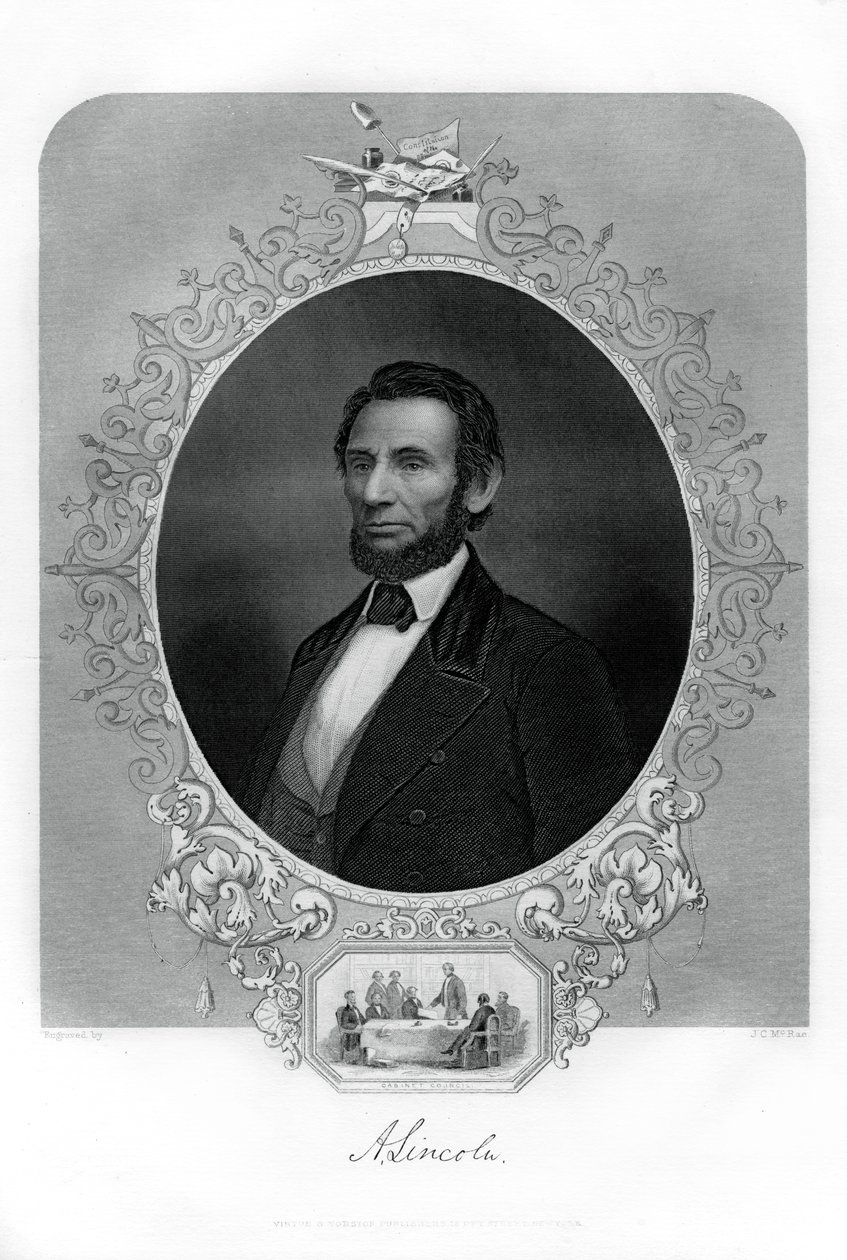 President Abraham Lincoln, Amerikaanse politicus, 1862-1867 door J. C. McRae