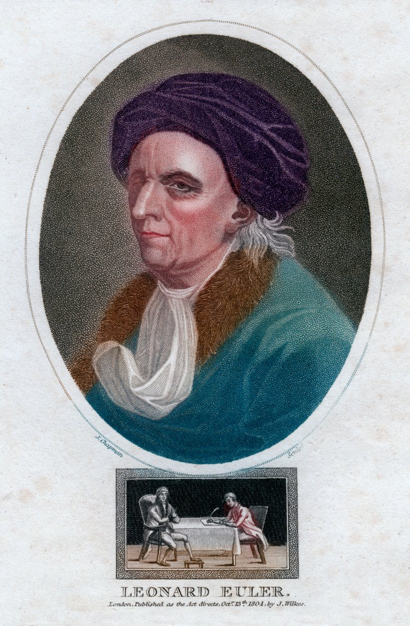 Leonhard Euler, 18e-eeuwse Zwitserse wiskundige en natuurkundige, 1804 door J. Chapman