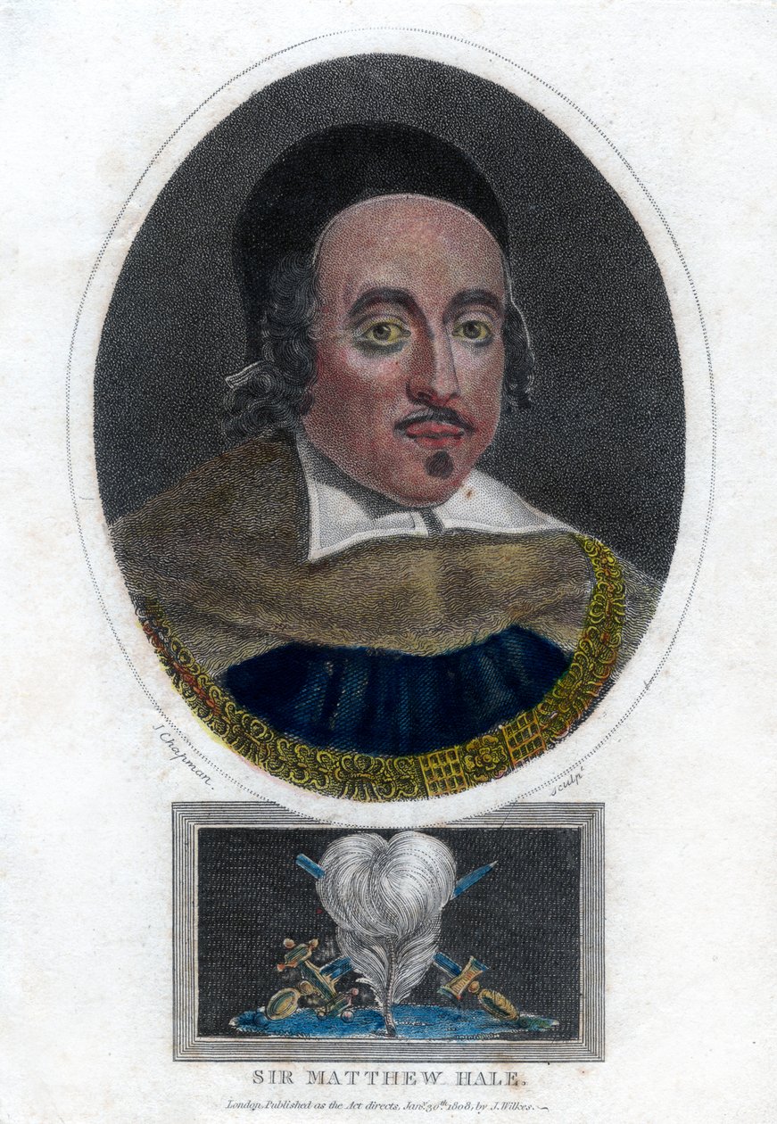 Sir Matthew Hale, 17e eeuwse Lord Chief Justice van Engeland, 1808 door J. Chapman