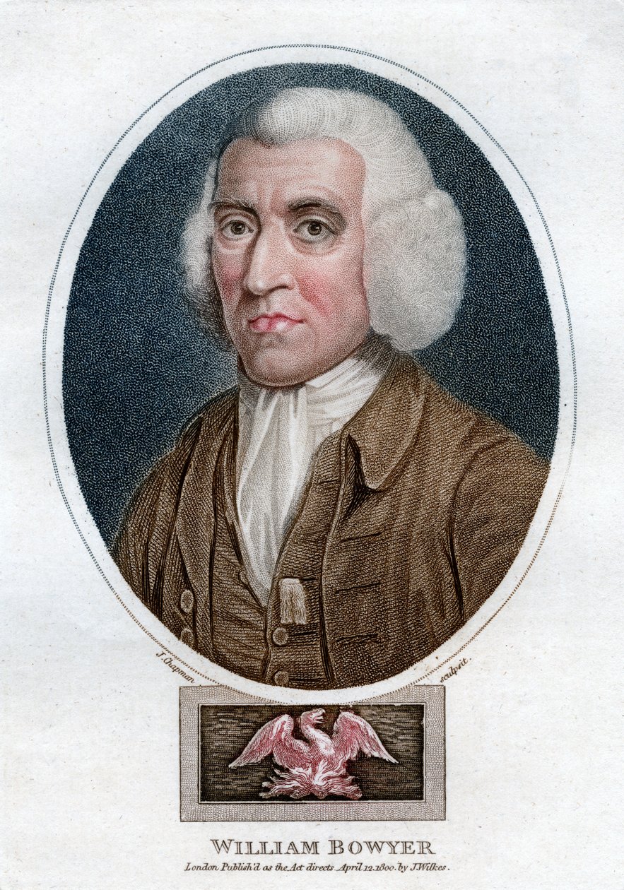 William Bowyer, 18e eeuw Engelse drukker en literair redacteur, 1800 door J. Chapman