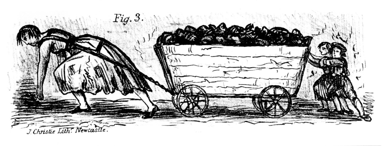 Vrouw en kinderen kolenputters, Midden en Oost Lothian, Schotland, 1848 door J. Christie