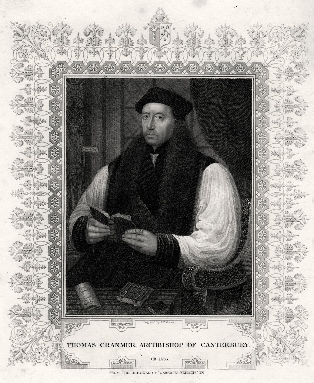 Thomas Cranmer, Aartsbisschop van Canterbury, 19e eeuw door J. Cochran