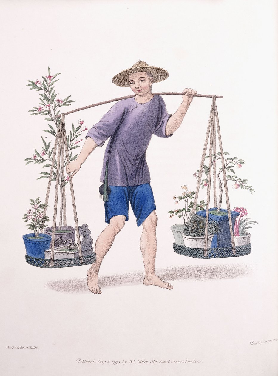Een drager met fruitbomen en bloemen, c.1800-01 door J Dadley