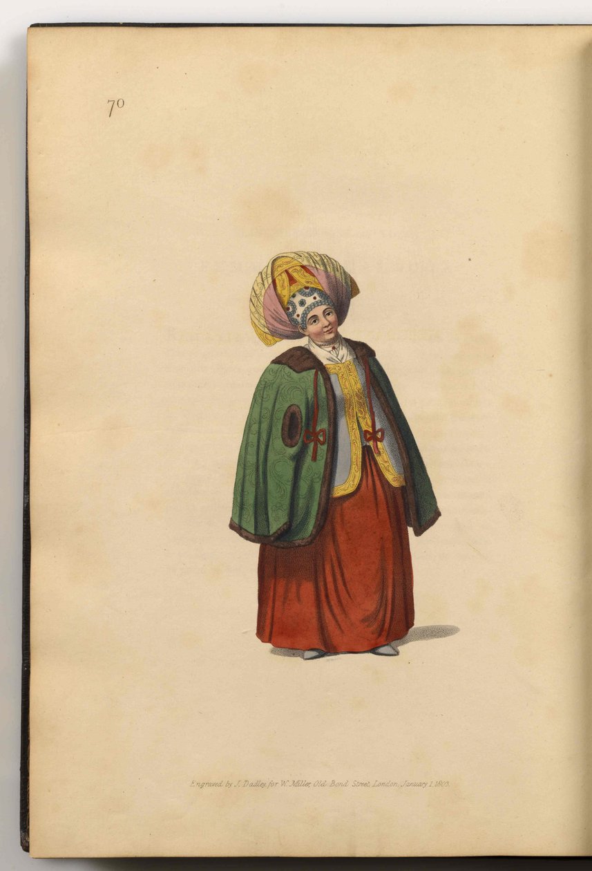 Koopmansvrouw van Kaluga Uit: De Kostuums van het Russische Rijk door J. Dadley