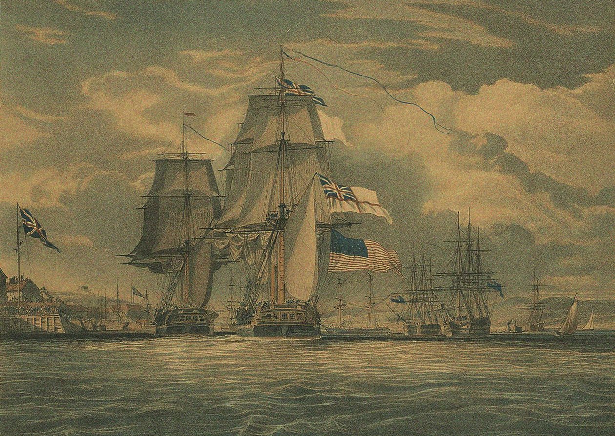 HMS Shannon neemt USS Chesapeake in beslag, 1 juni 1813 door J. G. C. Schetly