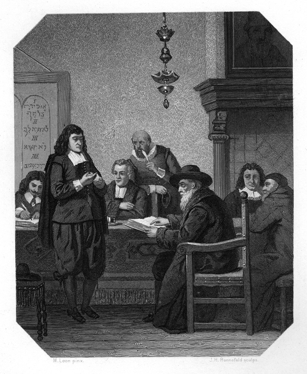 Benedict Spinoza, 17e-eeuwse Nederlandse filosoof, ca. 1870 door J. H. Rennefeld