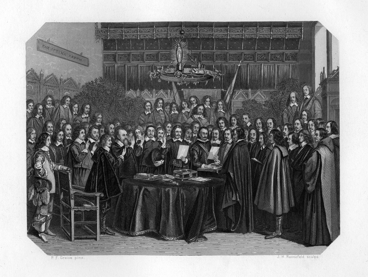 De eedaflegging van de ratificatie van het verdrag van Münster, 1648 ca. 1870 door J. H. Rennefeld