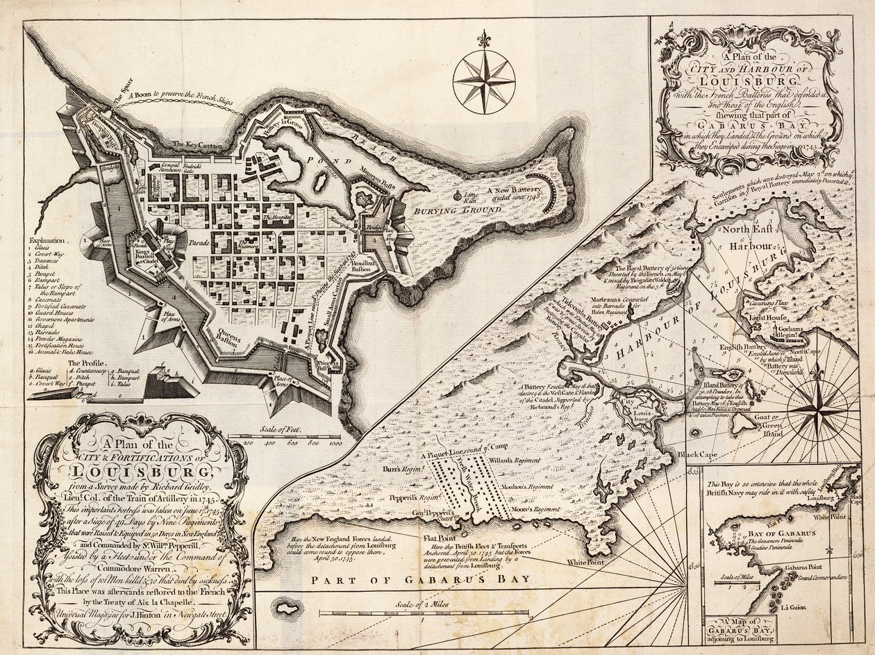Een plan van de stad en haven van Louisburg, Cape Breton door J. Hinton