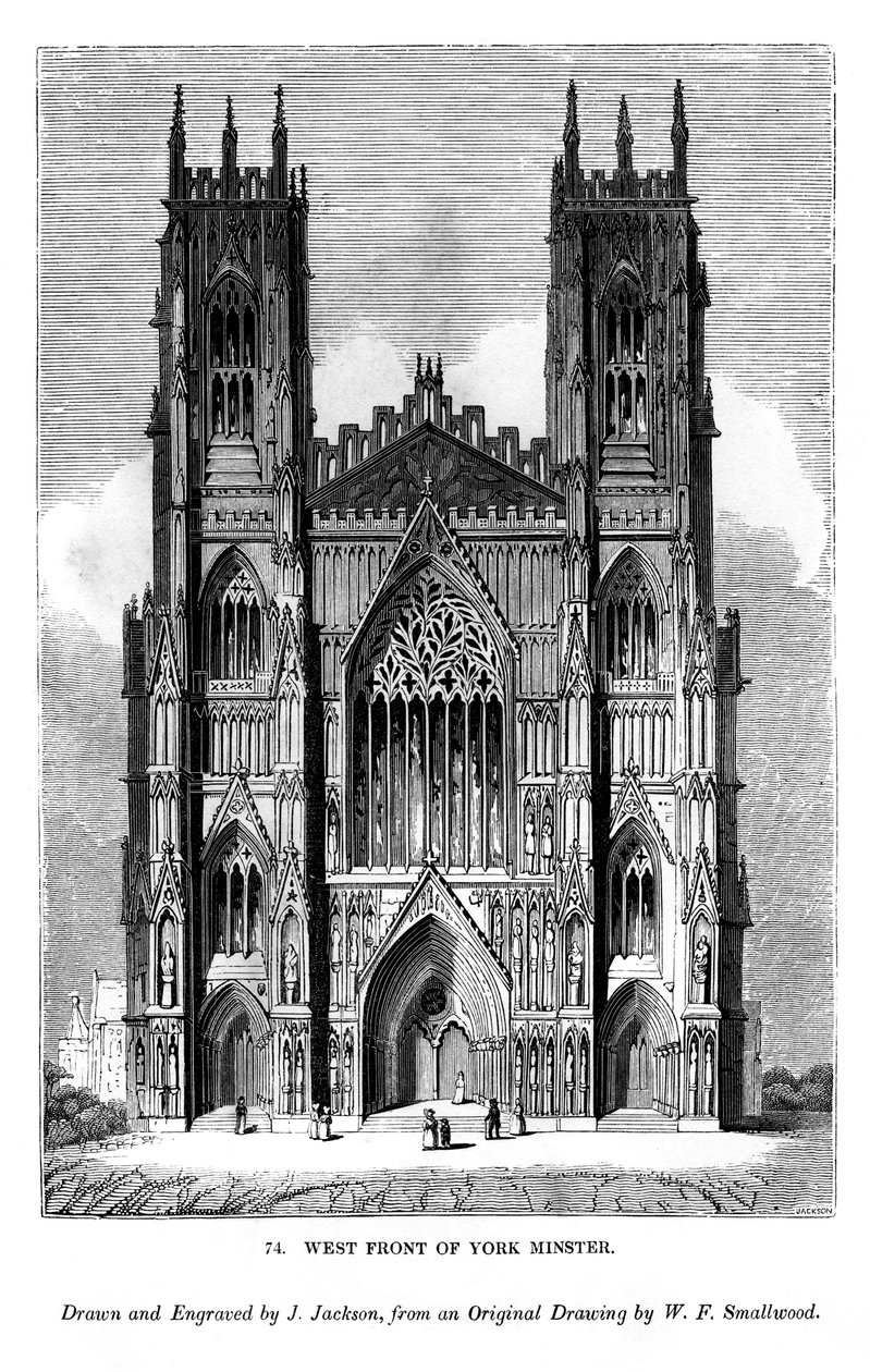 Westfront van York Minster, ca. 1820-1830 1843 door J. Jackson