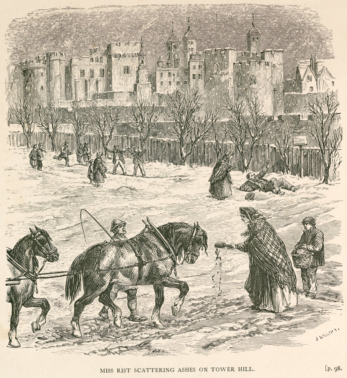 Miss Rist strooit as op Tower Hill, Londen door J Knight
