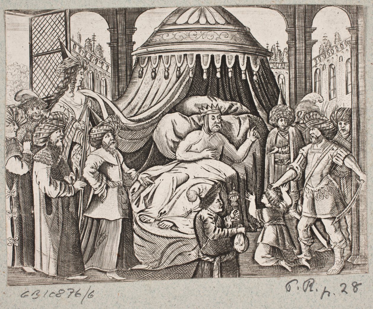 Illustratie bij Adam Olearius, “Persianischer Rosenthal von einem Sinnreichen Poeten Schich Saadi [...]”, Schleswig 1660 door J. Muller