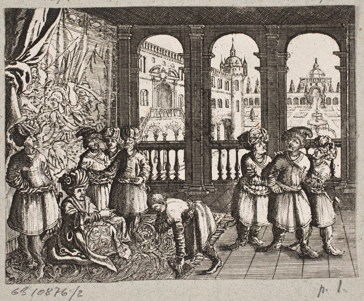 Illustratie voor Adam Olearius, “Persianischer Rosenthal von einem Sinnreichen Poeten Schich Saadi [...]”, Schleswig 1660 door J. Muller