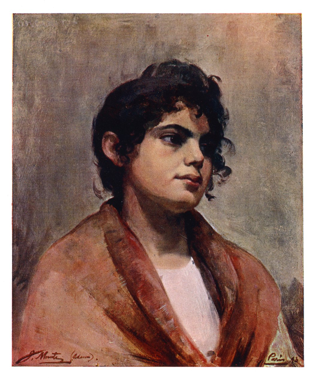 Studie van het hoofd van een Italiaans meisje, 1901 door J Muntz