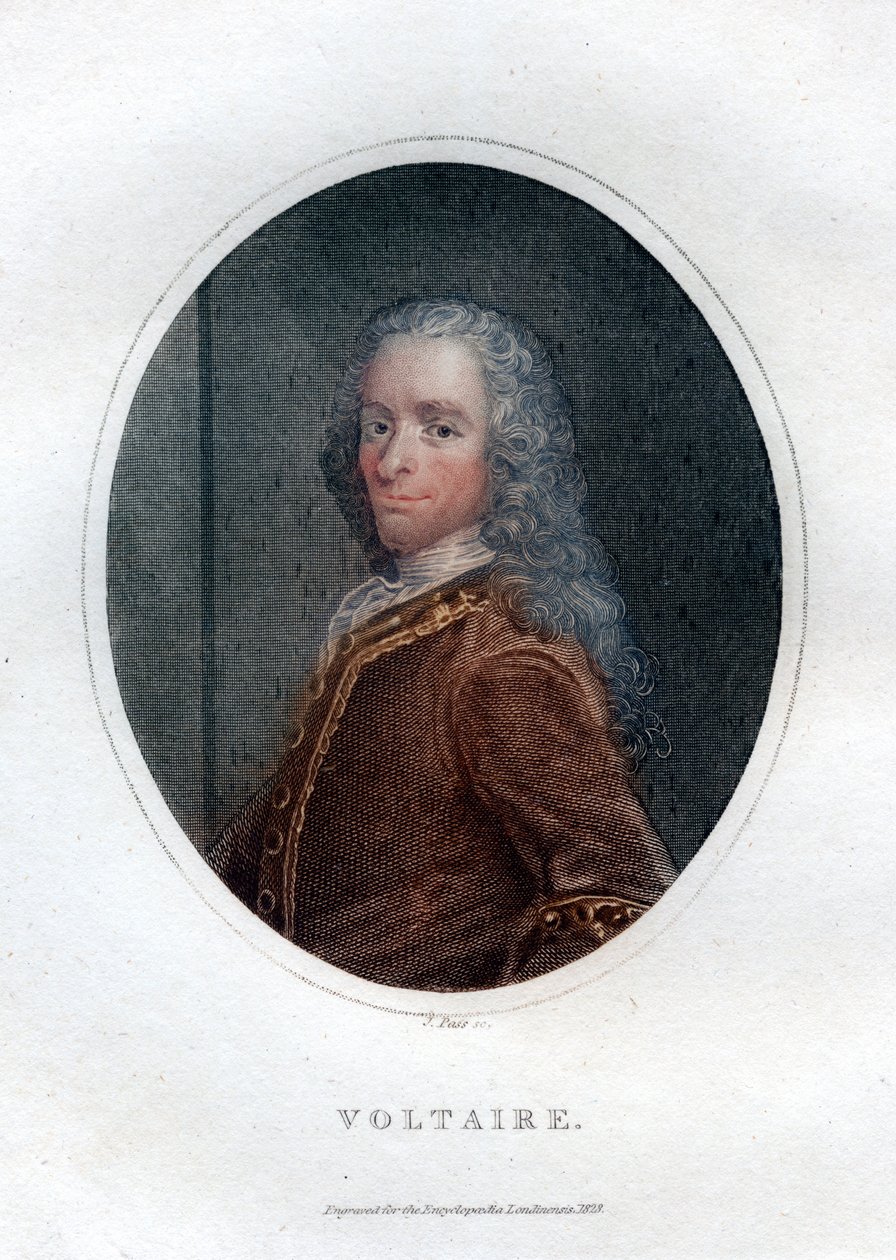 Francois Marie Arouet Voltaire, 18e-eeuwse Franse schrijver en satiricus door J. Pass