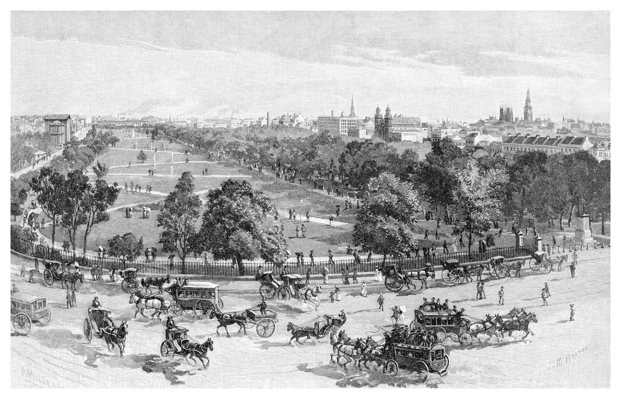 Hyde Park, Sydney, New South Wales, Australië, 1886 door J. R. Ashton