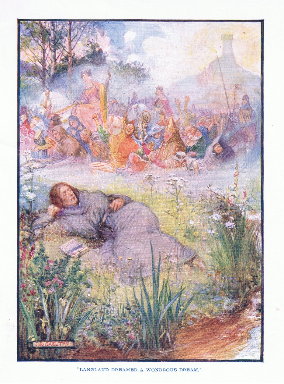 Langland droomde een wonderlijke droom, uit Engelse Literatuur uitgegeven door T C & EC Jack, ca. 1920 door J. R. Skelton