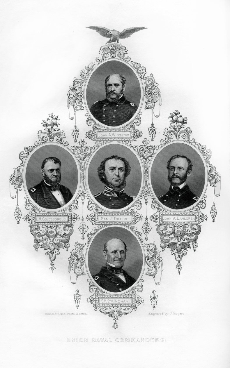 Union Civil War Admiraals Winslow, Goldsborough, Du Pont, Dahlgren en Stringham, 1862-1867 door J. Rogers