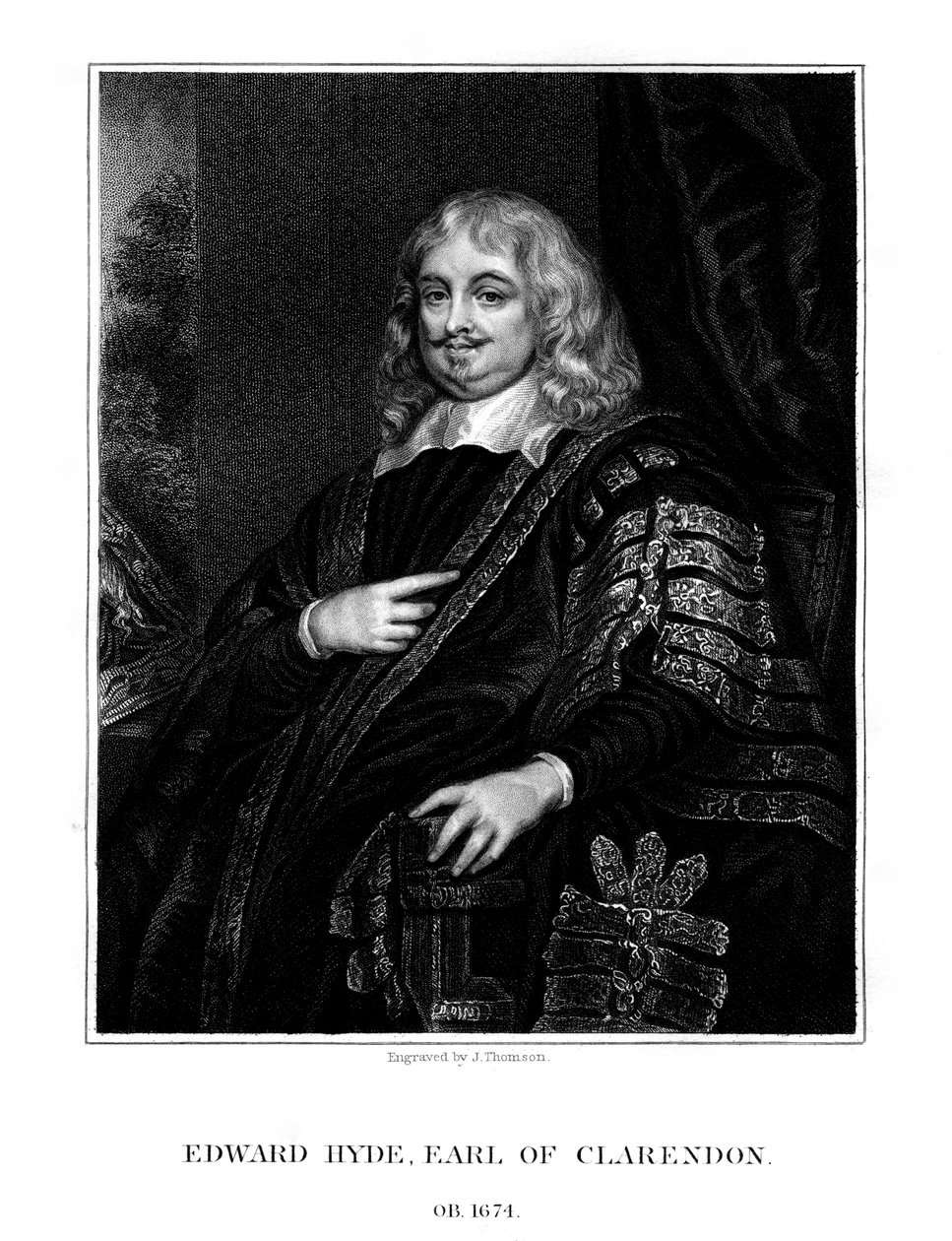 Edward Hyde, 1e Graaf van Clarendon, Engelse historicus en staatsman, 1824 door J. Thomson