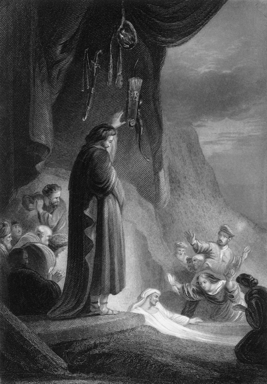Hij riep met luide stem, Lazarus, kom naar buiten, 19e eeuw door J. Thomson