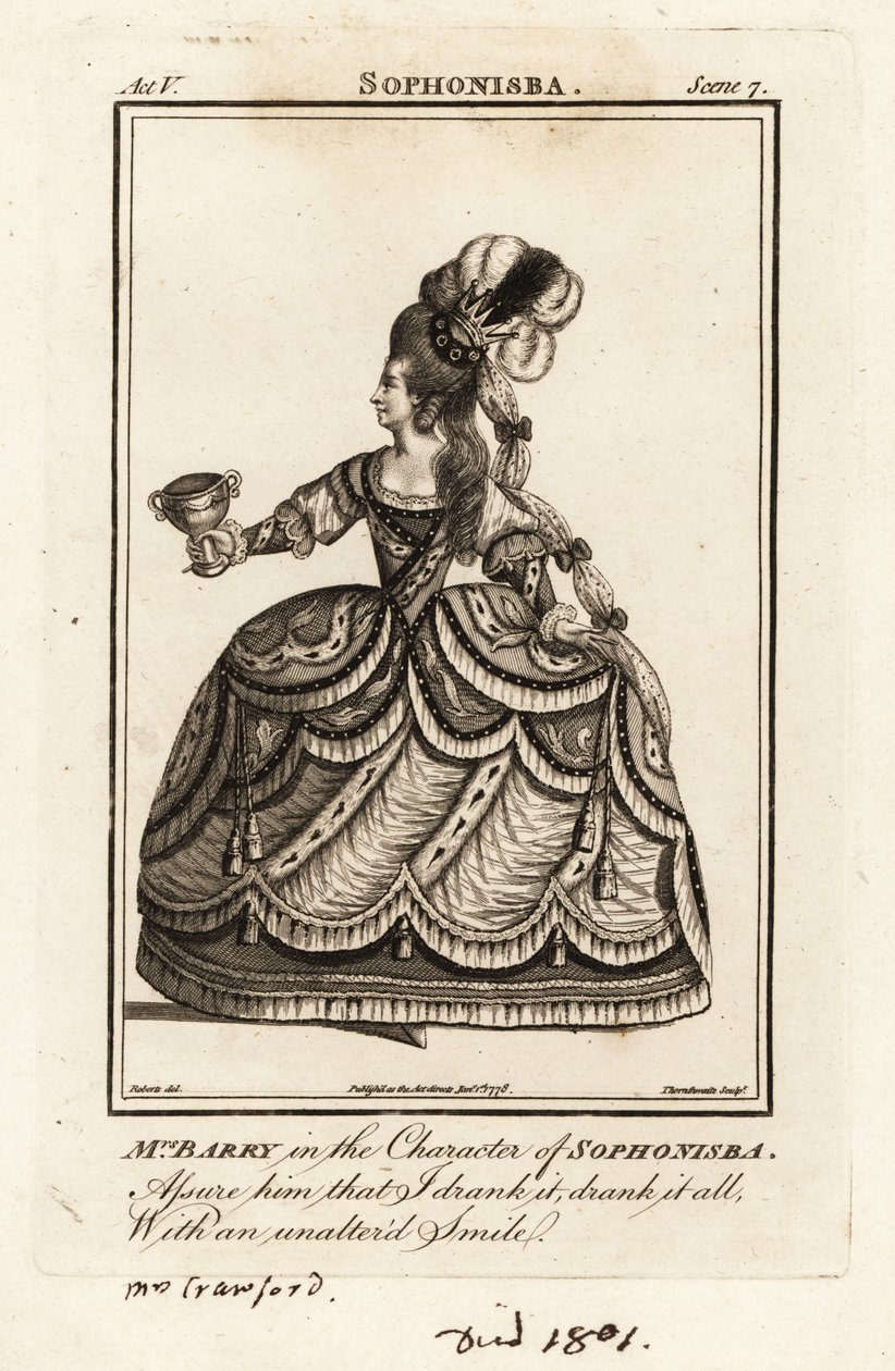 Mevrouw Ann Barry in de rol van Sophonisba in James Thomson