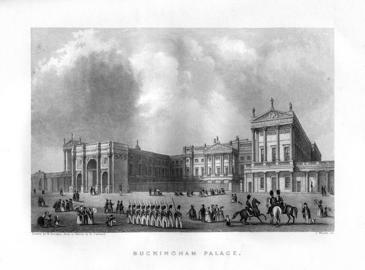 Buckingham Palace, Londen, 19e eeuw door J. Woods