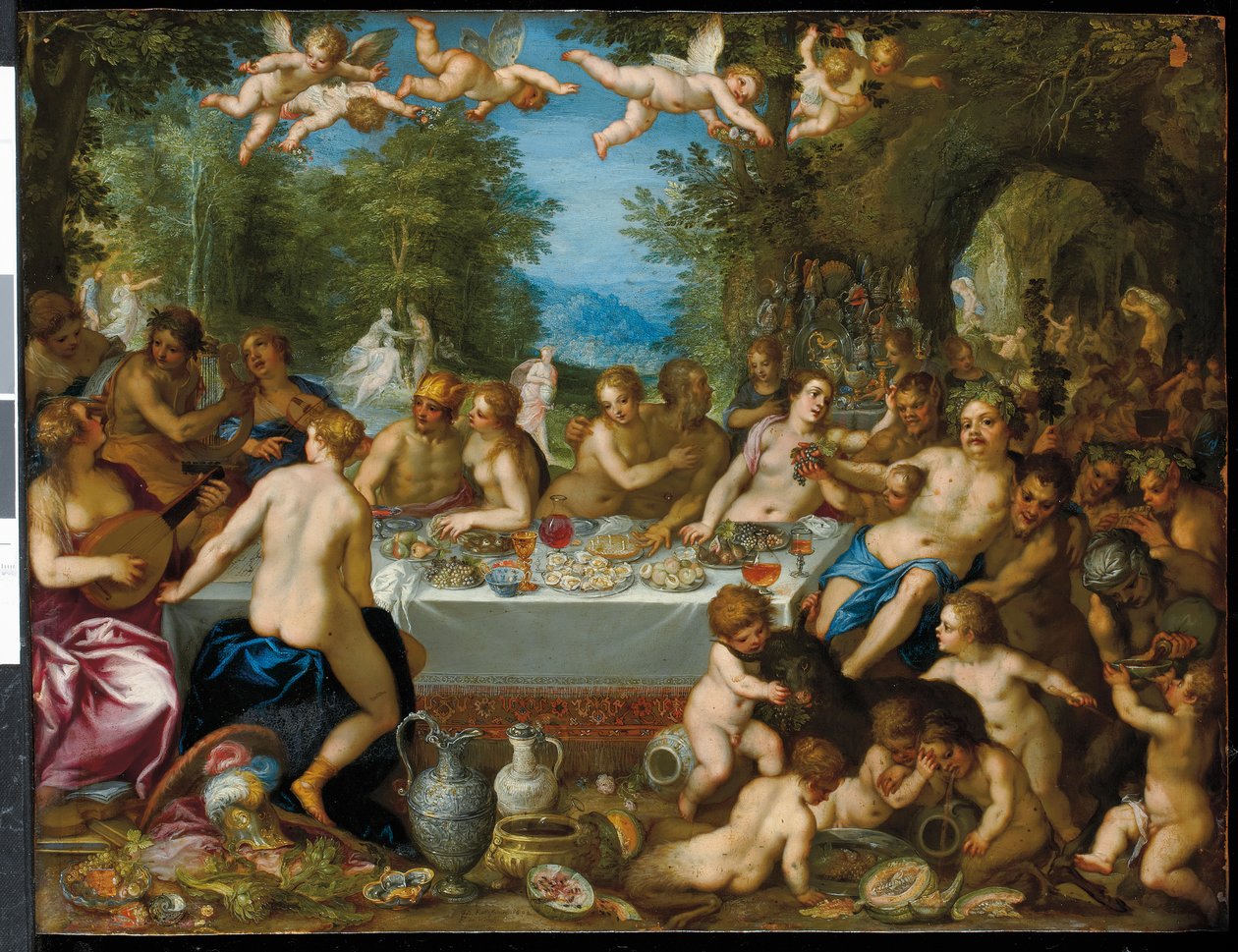 Het feest van de goden: Het huwelijk van Bacchus en Ariadne door J. and Rottennhammer Hans I Brueghel