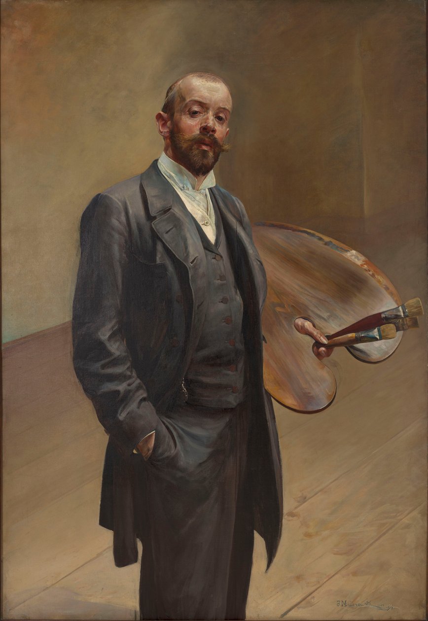 Zelfportret met palet door Jacek Malczewski