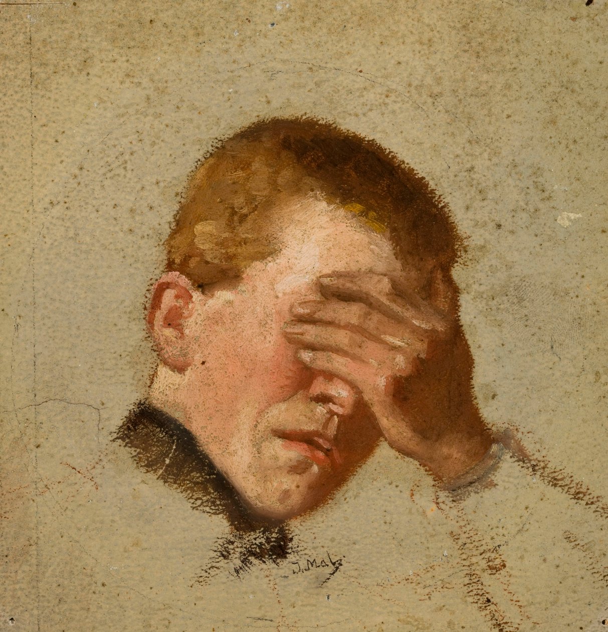 Jongen die zijn ogen bedekt door Jacek Malczewski