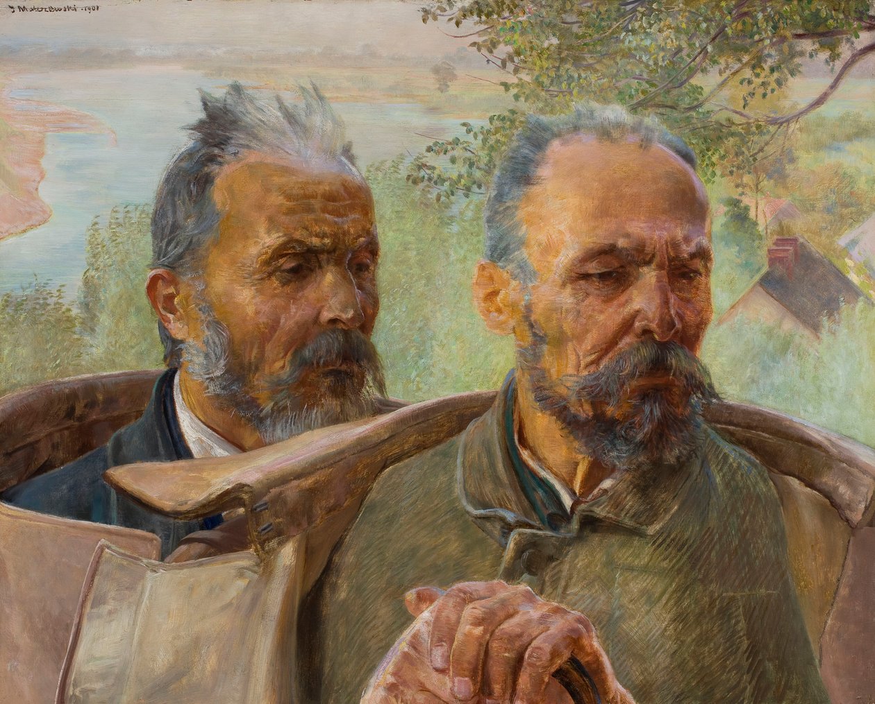 Twee hoofden van oude mannen door Jacek Malczewski