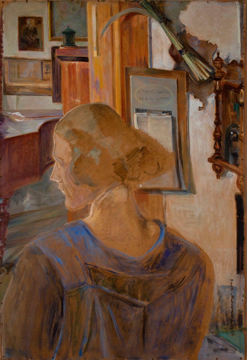 Julia, de dochter van de kunstenaar in Lusławice door Jacek Malczewski