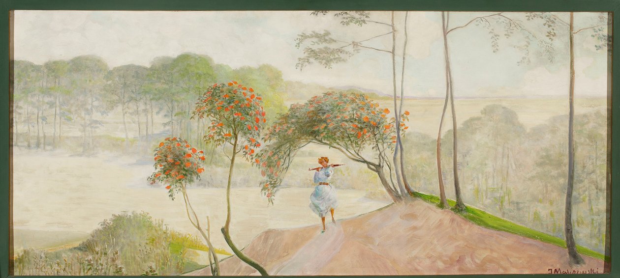 Landschap met lijsterbes, linker deel van het drieluik „Ga naar de stromen” door Jacek Malczewski
