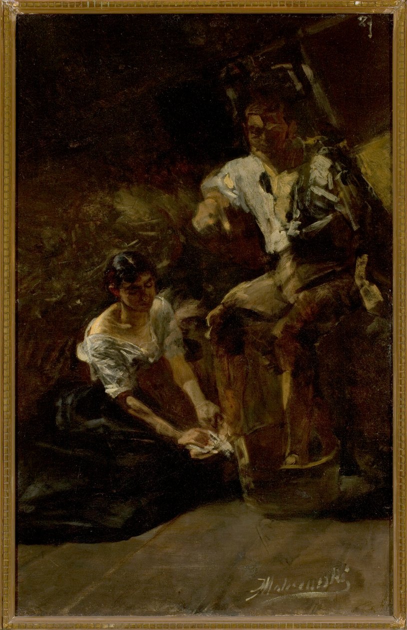 Voetwassing (Siberische scène) door Jacek Malczewski