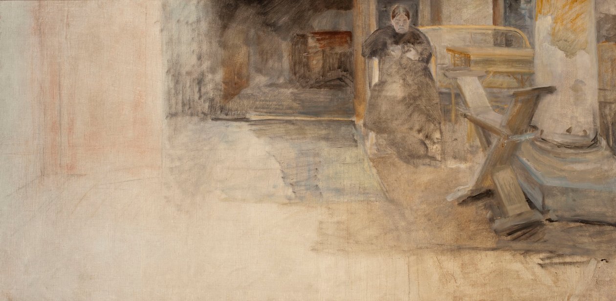 Interieur met de zus van de kunstenaar, schets door Jacek Malczewski