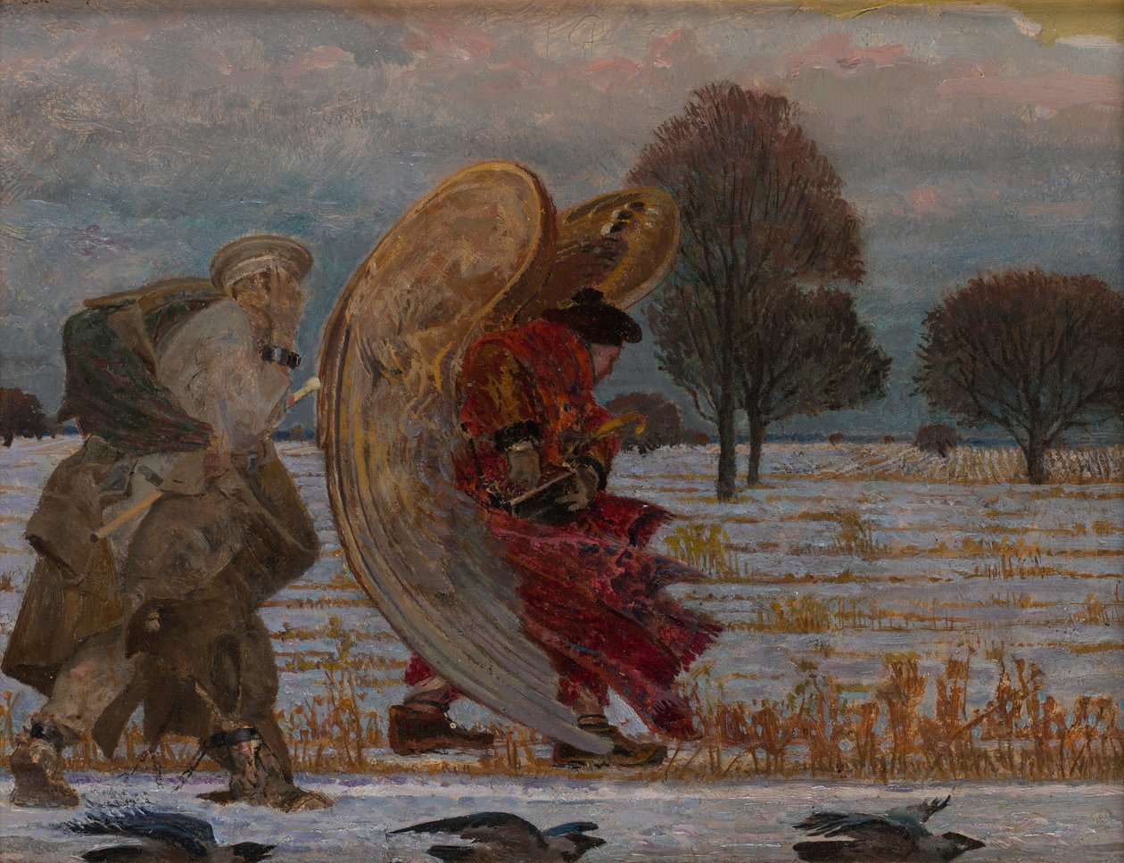 Achter de engel (linkerdeel van het drieluik) door Jacek Malczewski