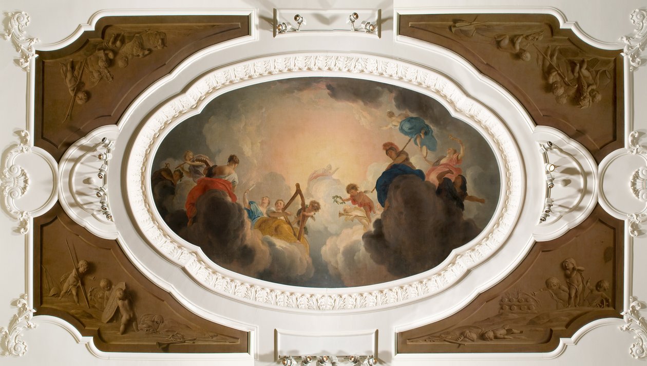 Apollo omringd door de negen muzen door Jacob de Wit