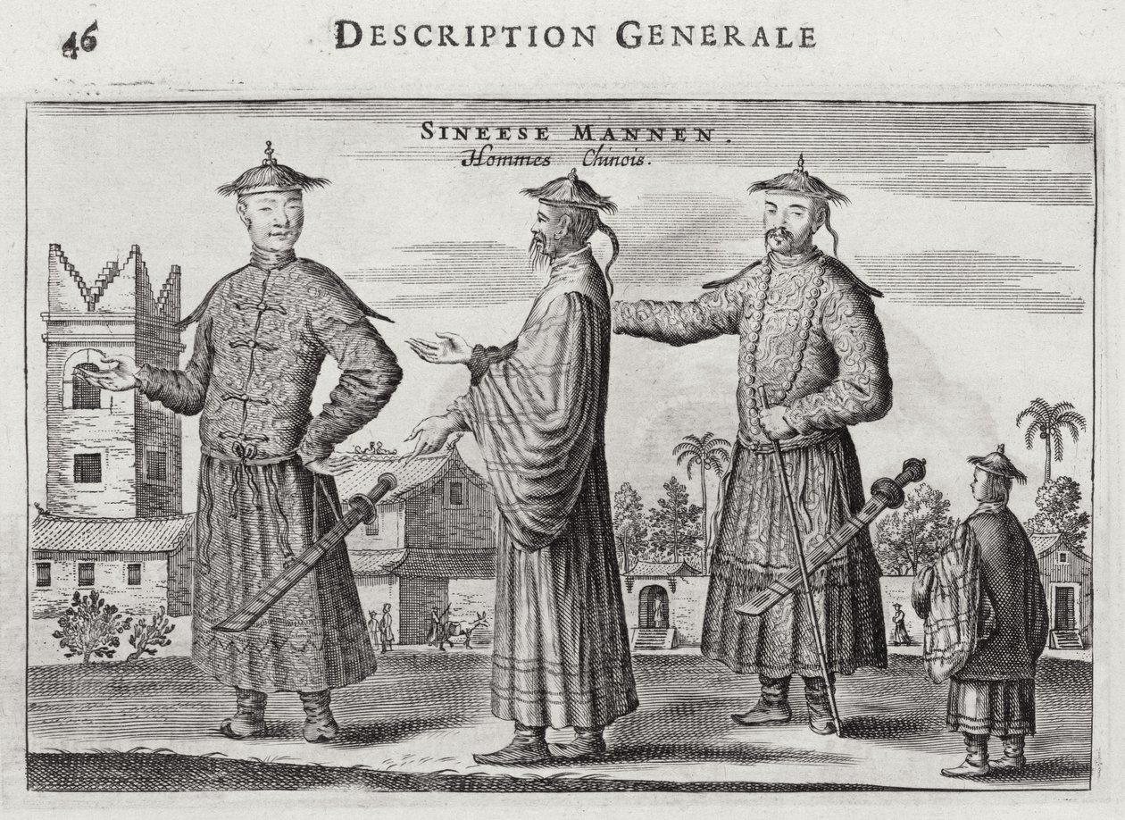 Chinese Mannen, een Algemene Beschrijving uit een verslag van een Nederlandse Ambassade naar China, 1665 door Jacob van Meurs