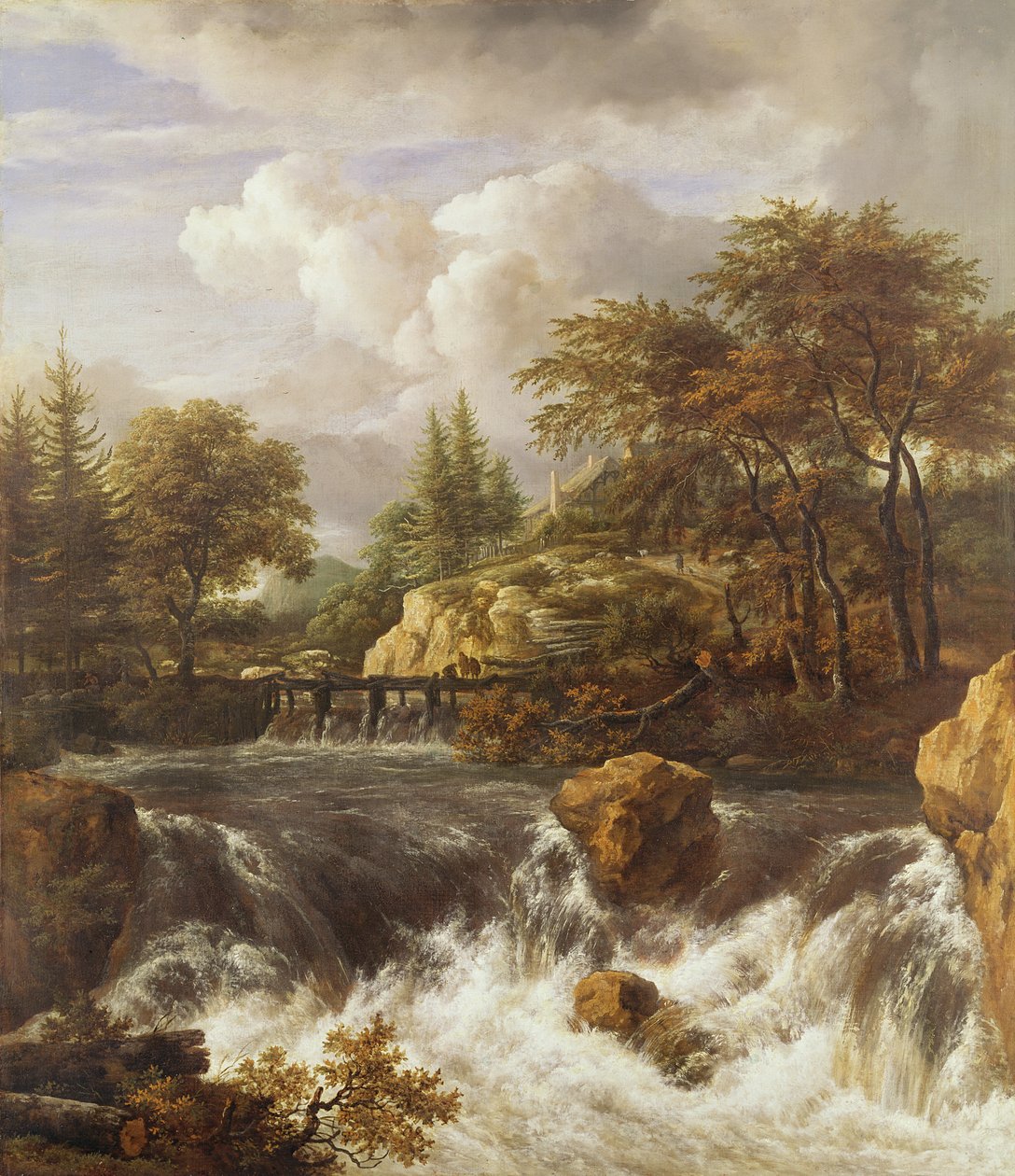 Een Waterval in een Rotsachtig Landschap, ca. 1660-70 door Jacob van Ruisdael