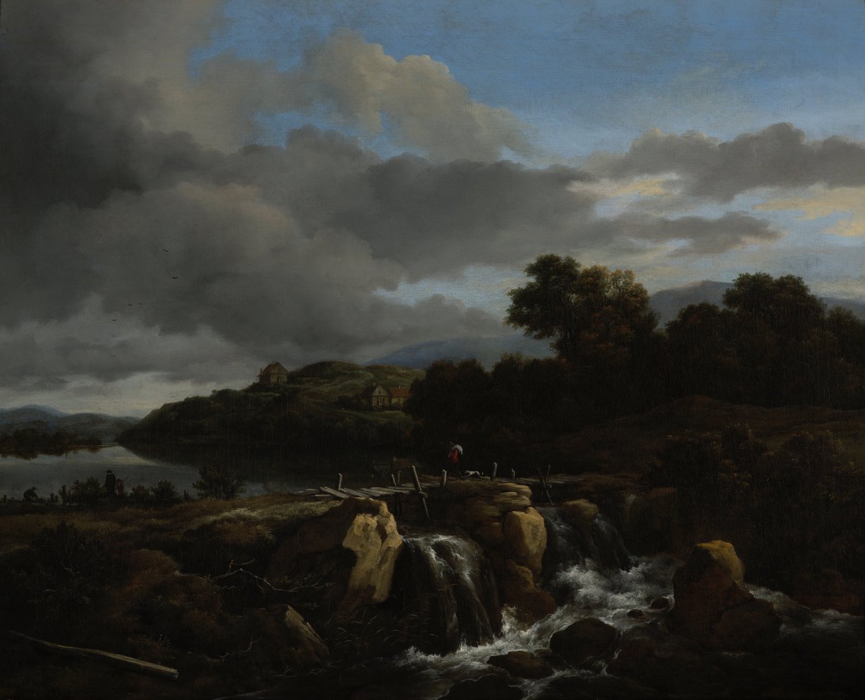 Landschap met waterval door Jacob van Ruisdael