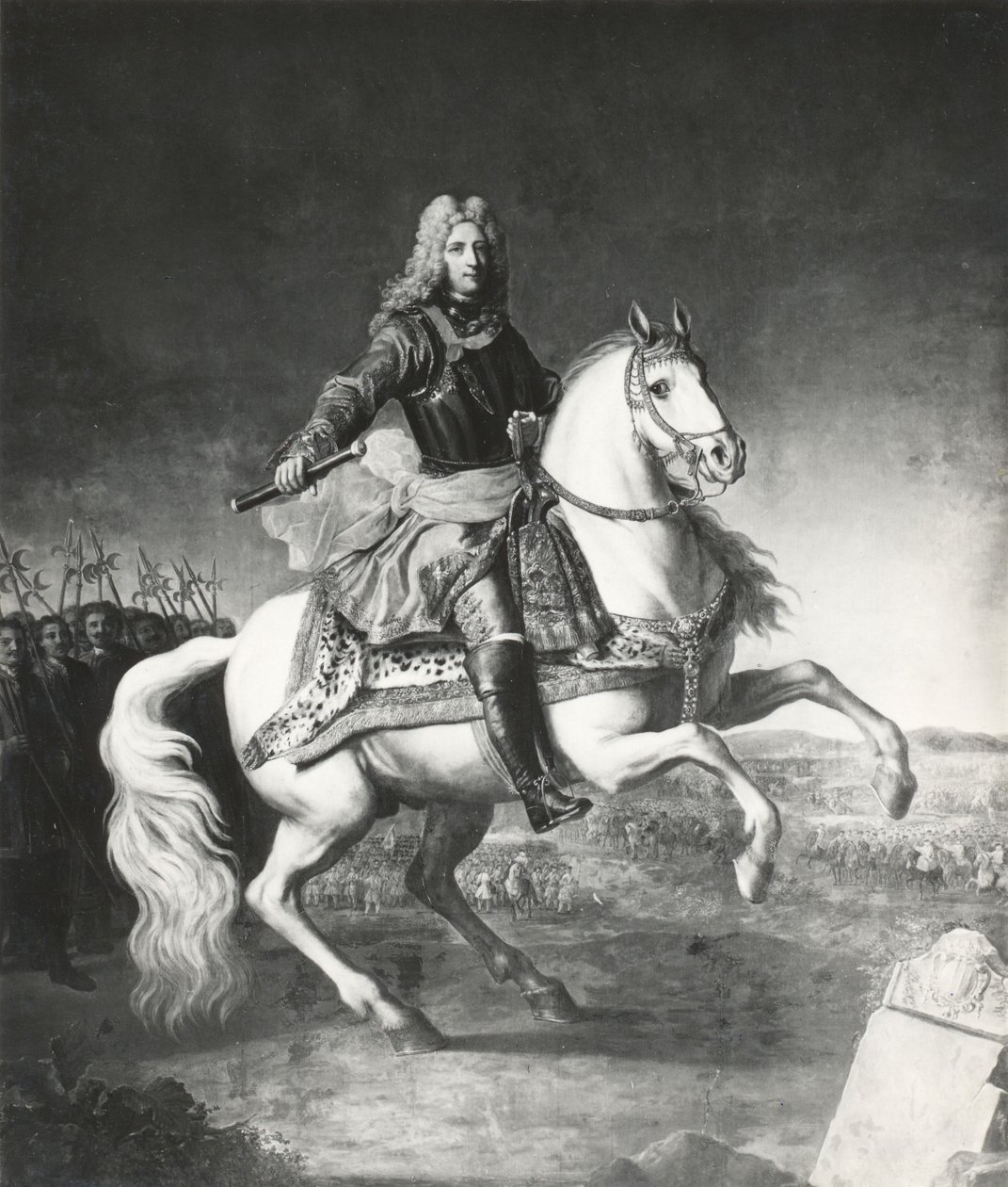 Ruiterportret van Jean-Philippe-Eugène de Merode-Westerloo door Jacob van Schuppen