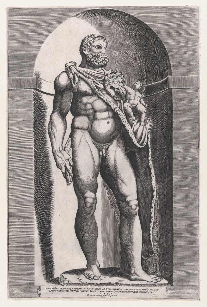 Speculum Romanae Magnificentiae: Keizer Commodus als Hercules, 1582 door Jacob(us) Bos.