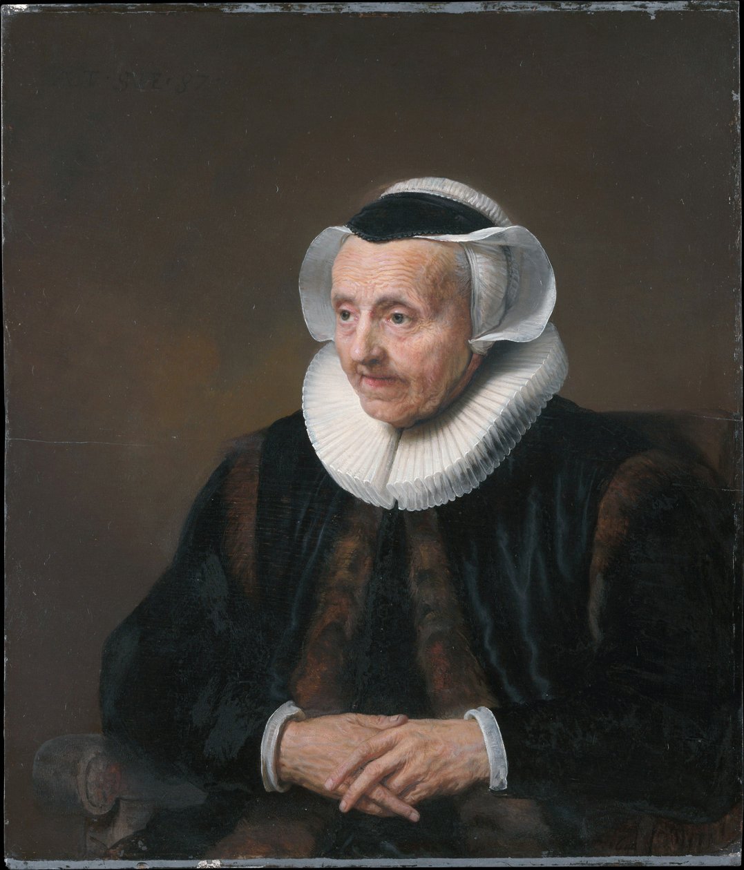 Portret van een oude vrouw door Jacob Adriaensz Backer