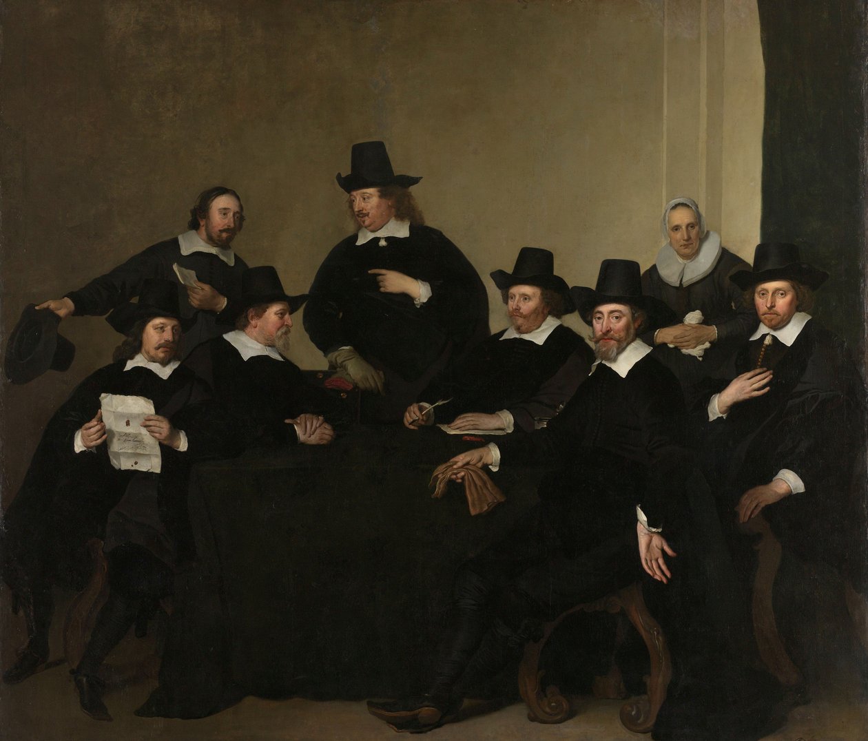 Regenten van het Nieuwe Zijds Instituut voor de Buitenzorg van de Armen, Amsterdam, c.1650 door Jacob Adriensz Backer
