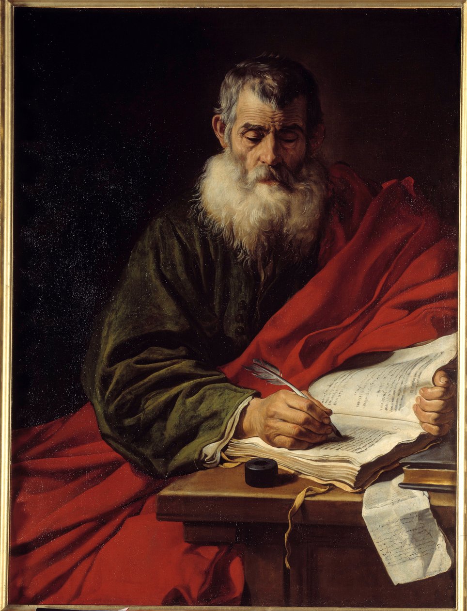 Sint Paulus schrijft. Schilderij door Jacob Adriaensz Backer (1608-1651) door Jacob Adriensz Backer