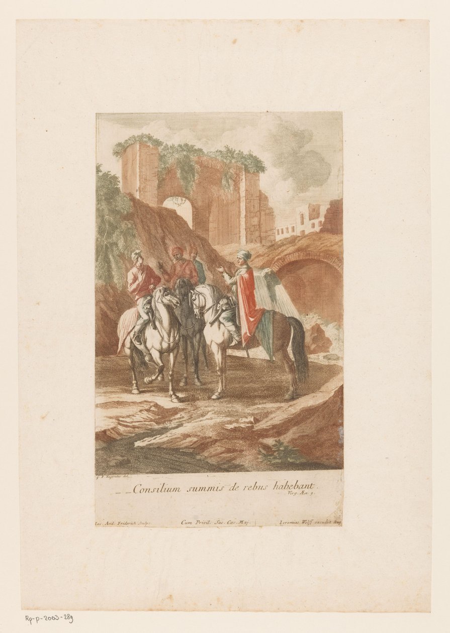 Nachtelijk overleg van aanvoerders door Jacob Andreas Fridrich (I)