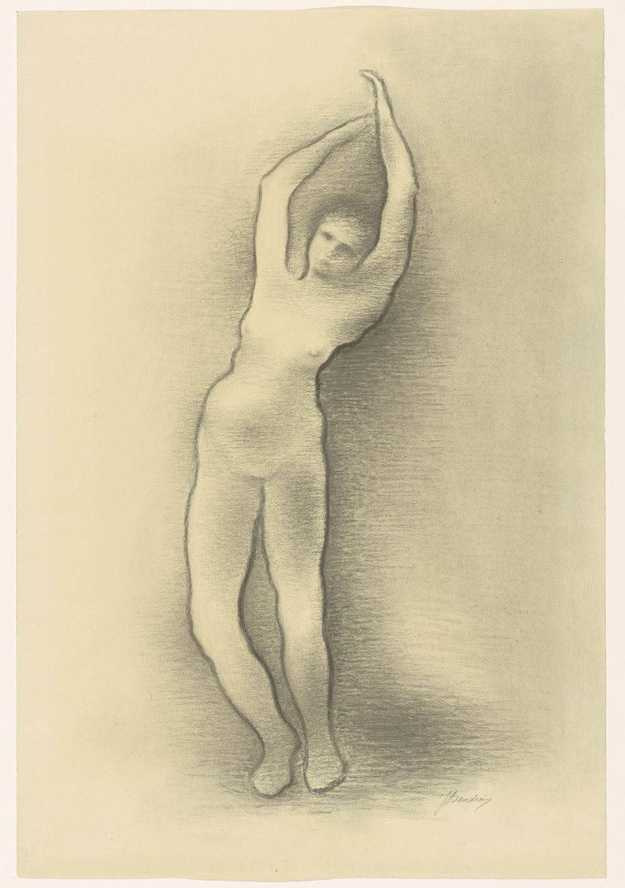Staande naakte vrouw door Jacob Bendien (signed by artist)