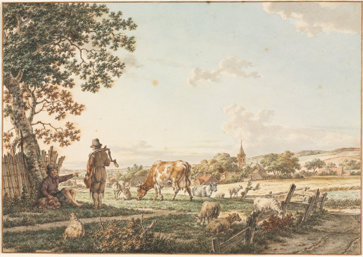 Pastoraal Landschap met Dorp door Jacob Cats